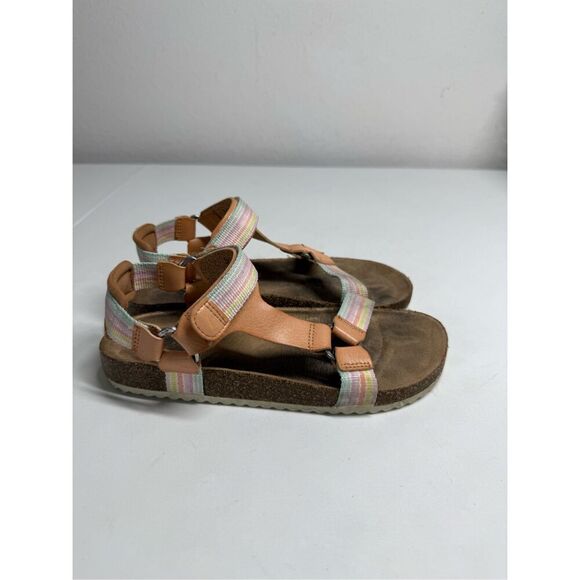Cat & Jack Val Girl’s Tan Hook and Loop Open Toe Footbed Sandals Size 2 See Note - Picture 1 of 11